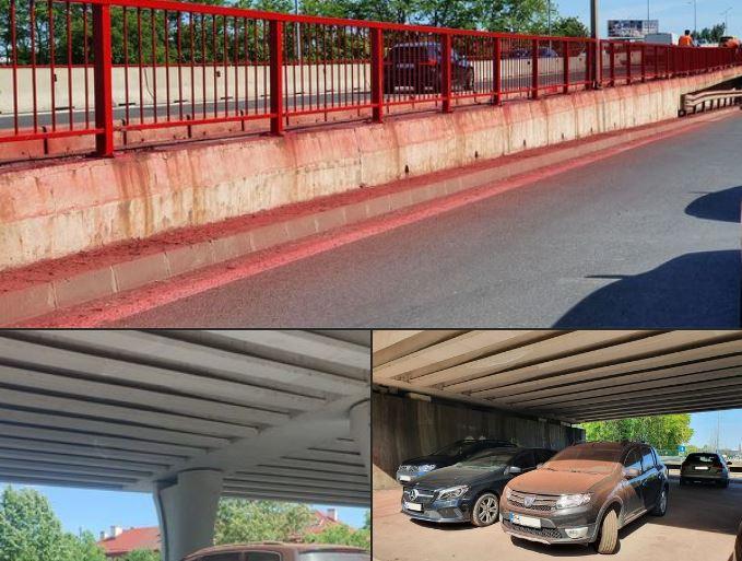 Balustrade vopsite cu tot cu masini, Foto: Facebook Cosmin Nicolae