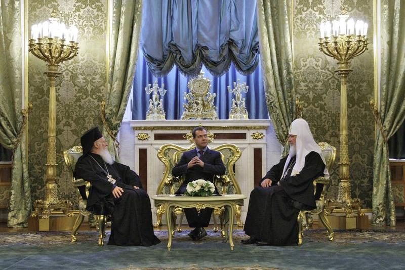 Patriarhul ecumenic Bartolomeu in timpul unei vizite in Rusia, Foto: Dmitry Astakhov / AFP / Profimedia Images