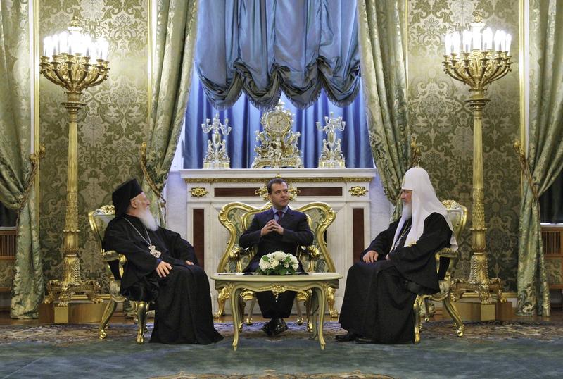 Patriarhul ecumenic Bartolomeu in timpul unei vizite in Rusia, Foto: Dmitry Astakhov / AFP / Profimedia Images