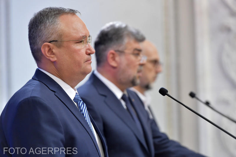 Liderii Coalitiei - Nicolae Ciuca, Marcel Ciolacu si Kelemen Hunor, Foto: AGERPRES