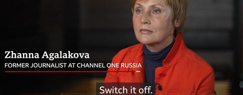 jurnalista Zhanna Agalakova, mesaj pentru rusi: Inchideti televizoarele, Foto: Captura video