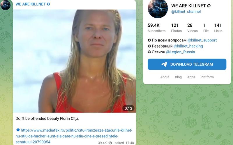 Dedicatie Killnet pentru Florin Citu, Foto: Captura ecran Killnet