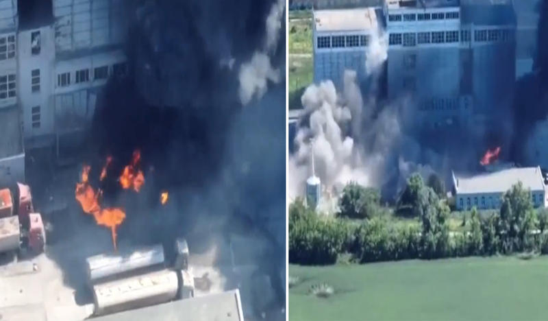 Camioane militare rusesti, lovite in centrul de aprovizionare, Foto: Captura video