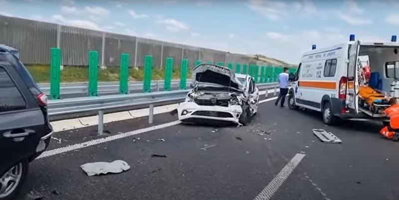 Accident pe drumul expres Craiova-Pitești după ce o șoferiță a intrat pe contrasens, Foto: Captură video