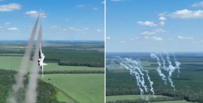 Avioane ucrainene Su-25 bombardant pozitiile rusesti, Foto: Captura video