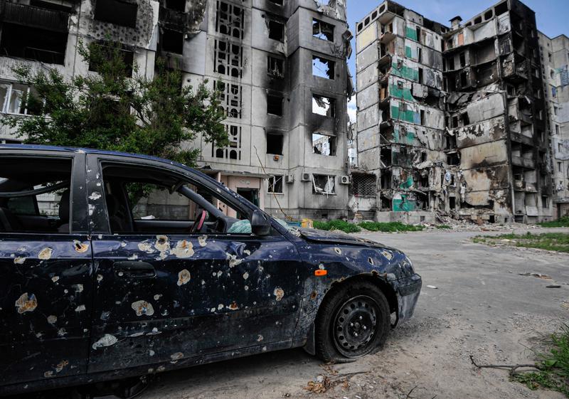 Zonă rezidențială bombardată din orașul Borodianka, la nord-vest Kiev , Foto: Sergei Chuzavkov/SOPA Images / Shutterstock Editorial / Profimedia
