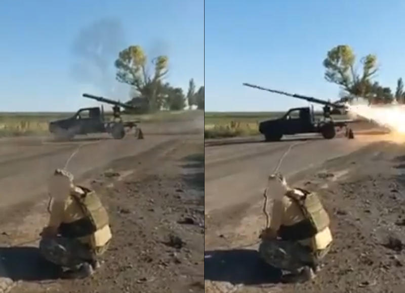 Un MLRS improvizat ucraineni, Foto: Captura video