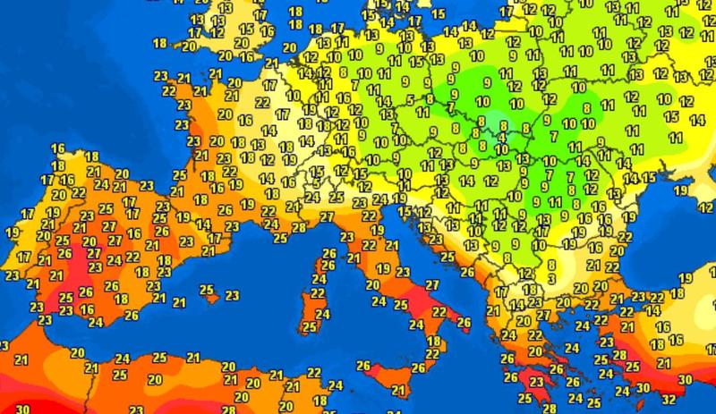 Temperaturile in dimineata zilei de 18 iulie 2022 in Europa, Foto: Meteociel