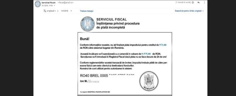 Mesaje false in numele ANAF, Foto: ANAF