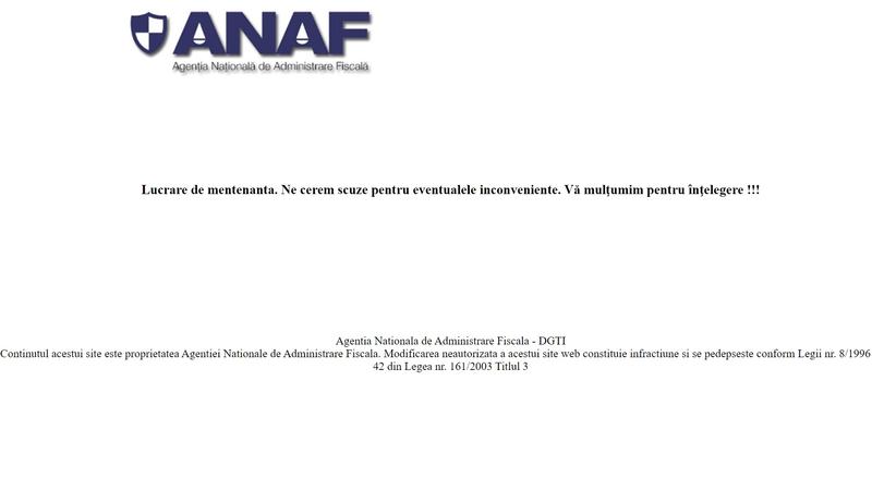 Site-ul ANAF afiseaza lucrari de mentenanta, Foto: ANAF