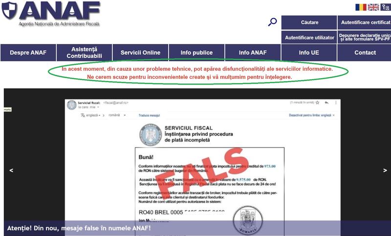 Disfunctionalitati tehnice la ANAF, Foto: ANAF