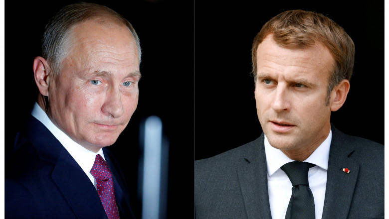 Vladimir Putin si Emmanuel Macron, Foto: Colaj Foto Profimedia Images