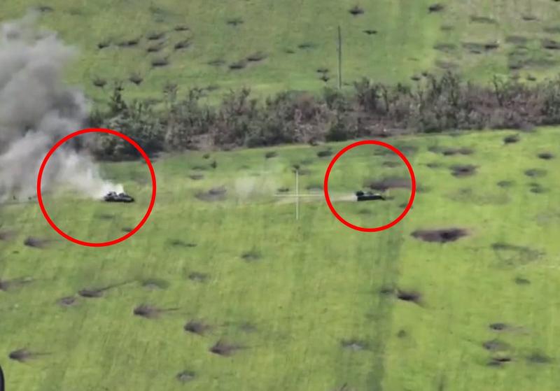 Blindate rusesti explodeazaa pe un camp, Foto: Captura video