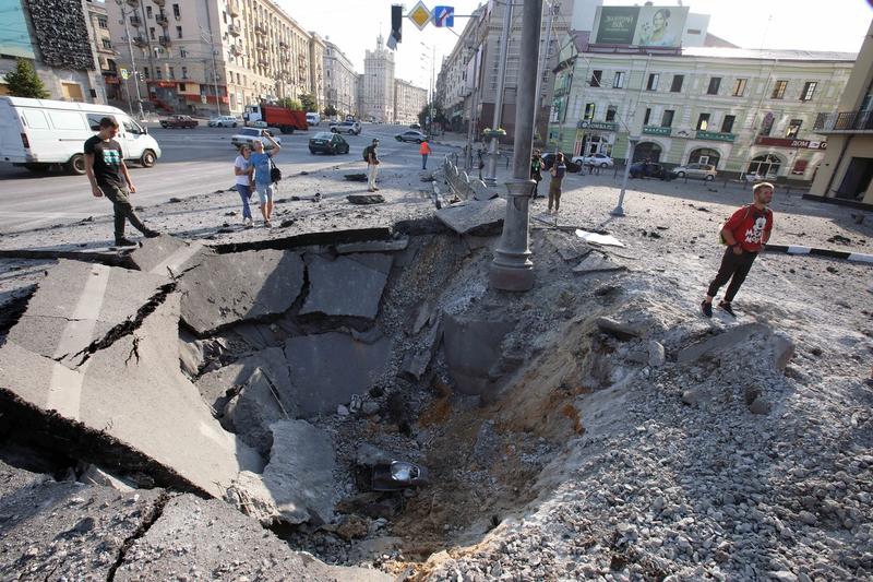 Război în Ucraina: O rachetă rusească a lovit districtul istoric din orașul Harkov, Foto: Madiyevskyy Vyacheslav/Ukrinform / Abaca Press / Profimedia