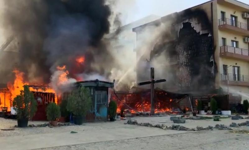 Incendiu la o biserica din Constanta, Foto: Captura video