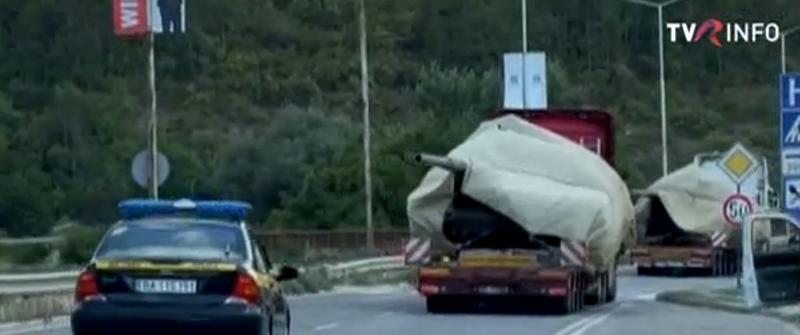 Tancuri din Macedonia de Nord tranzitează România pentru a ajunge în Ucraina, Foto: Captură video TVR Info