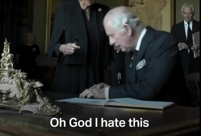Regele Charles frustrat din cauza unui stilou, Foto: Captura video