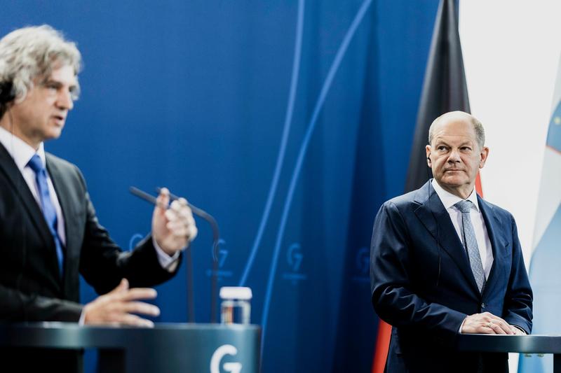 Premierul sloven Robert Golob alaturi de Olaf Scholz, Foto: Florian Gaertner / AFP / Profimedia Images