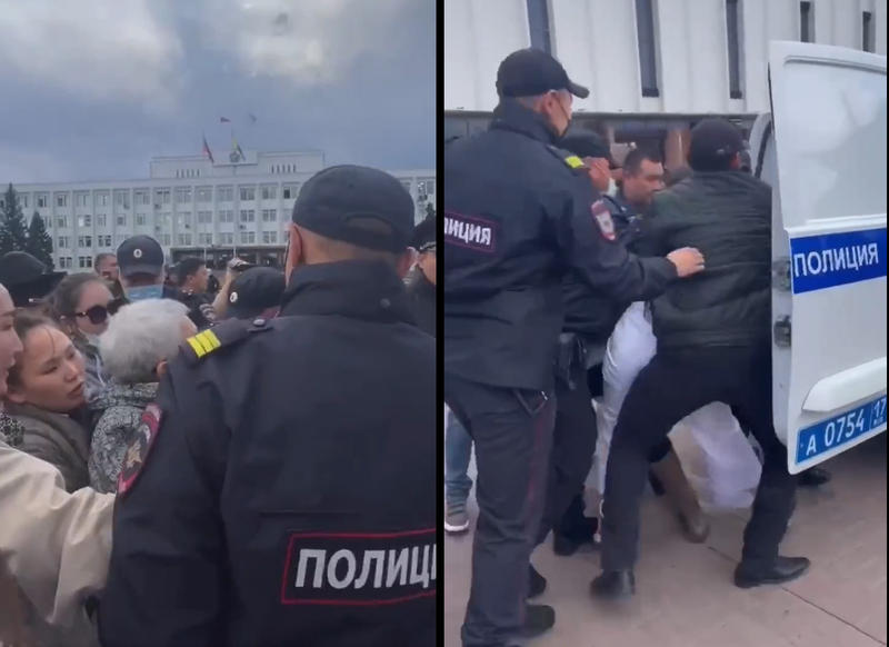 Proteste anti-mobilizare in regiunea Tuva a Rusiei, Foto: Captura video