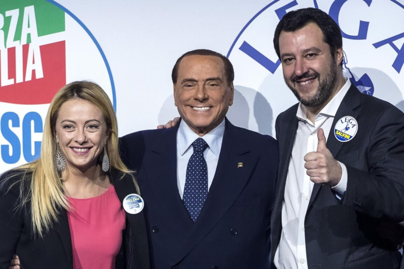 Meloni, Berlusconi si Salvini, Foto: www.open.online.