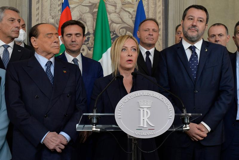 Giorgia Meloni, alături de Silvio Berlusconi și Matteo Salvini, Foto: Carofei/Fotogramma / Zuma Press / Profimedia