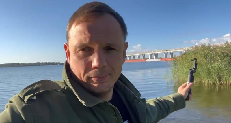 Kirill Stremousov s-a filmat in fata podului Antonovskiy, Foto: Captura video