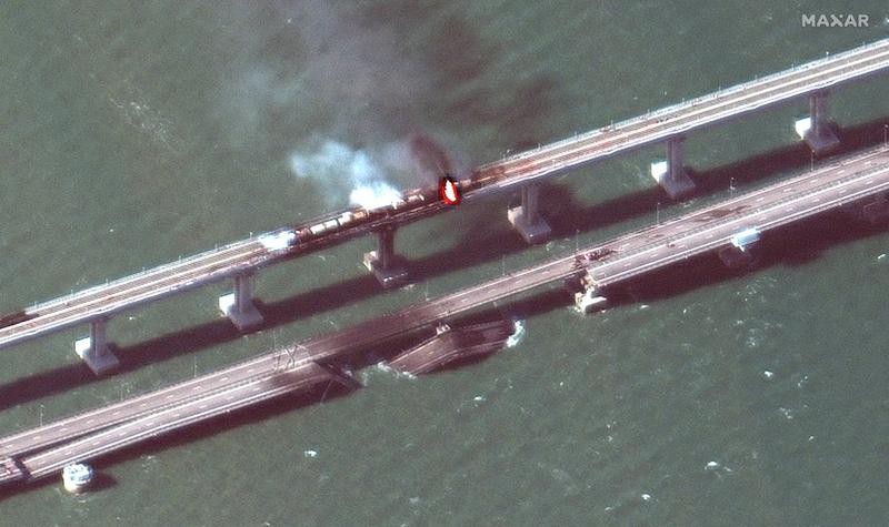 Podul Kerci văzut din satelit, Foto: Maxar / AFP / Profimedia Images