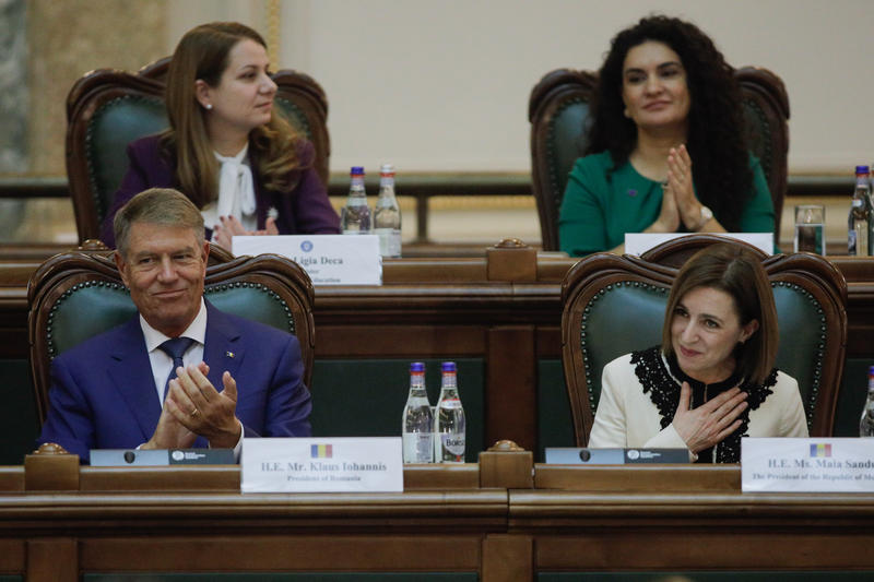 Klaus Iohannis și Maia Sandu, în Parlamentul României, Foto: Inquam Photos / George Calin