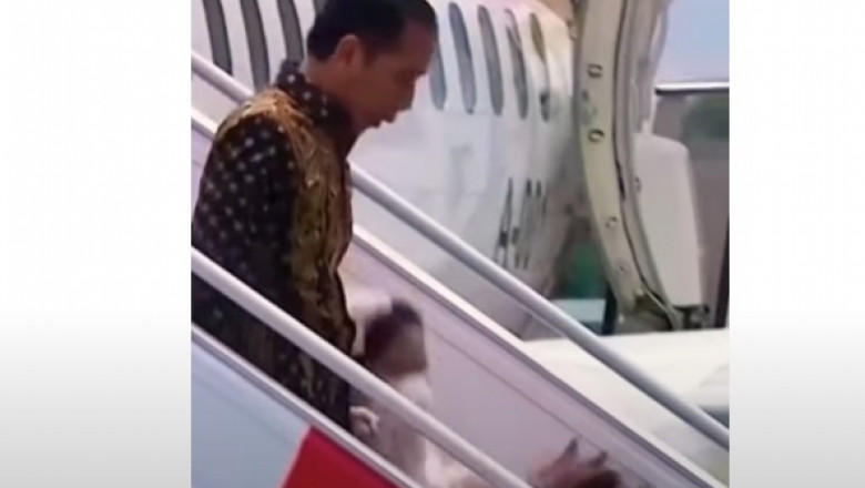 Prima Doamnă a Indoneziei cade pe treptele avionului, Foto: Captură Youtube