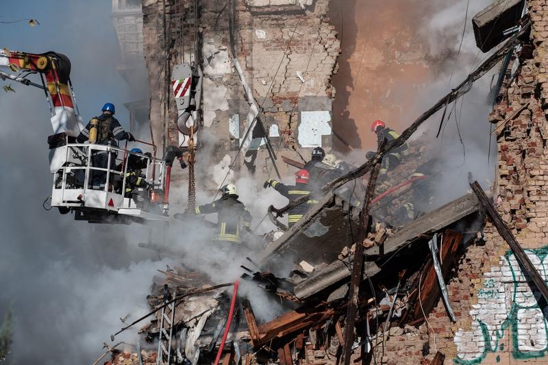 Clădire din Kiev bombardată(imagine generică), Foto: Antoni Lallican / AFP / Profimedia