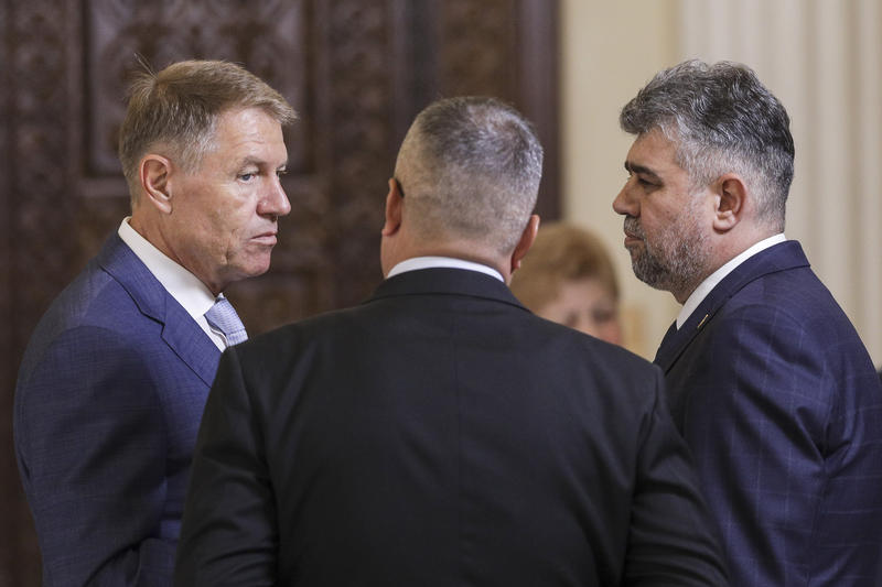 Klaus Iohannis, Marcel Ciolacu și Nicolae Ciucă la Cotroceni, Foto: Inquam Photos / Octav Ganea