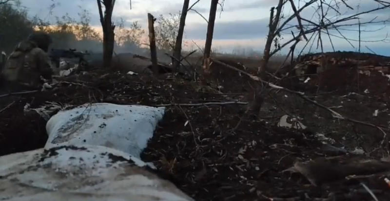 Lupte de pe pozitii statice in zona Bahmut din estul Ucrainei, Foto: Captura video
