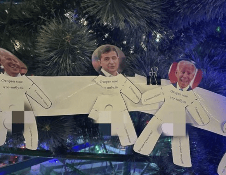 Zelenski a ajuns decoratiune de pom de Craciun in Rusia, Foto: Captura