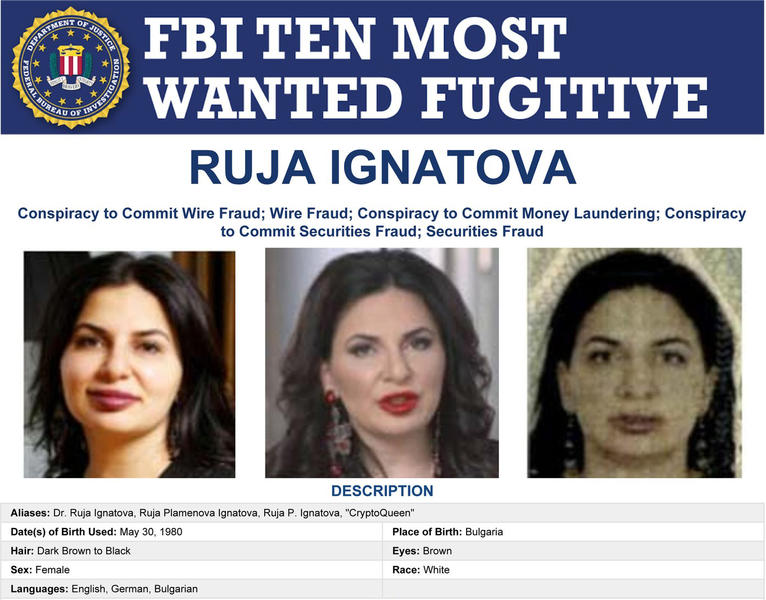 Ruja Ignatova, pe lista celor mai cautate persoane de catre FBI, Foto: FBI / The Mega Agency / Profimedia Images