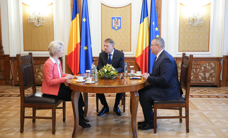 Von der Leyen, Iohannis și Ciucă la Cotroceni, Foto: Presidency.ro