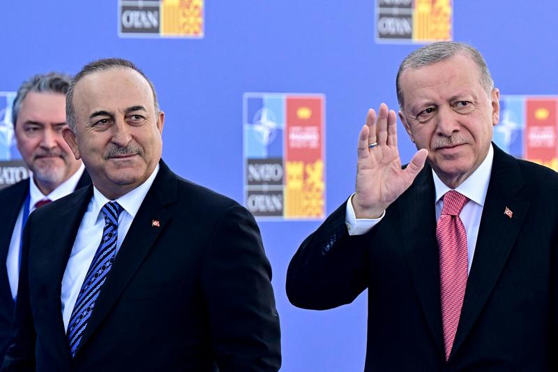 Recep Erdogan alaturi de ministrul sau de Externe, Mevlut Cavusoglu, Foto: JAVIER SORIANO / AFP / Profimedia