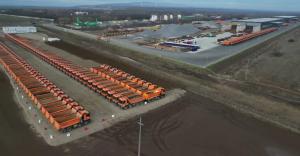 Acumulare de utilaje la sediul UMB de langa Adjud, Foto: Captura YouTube