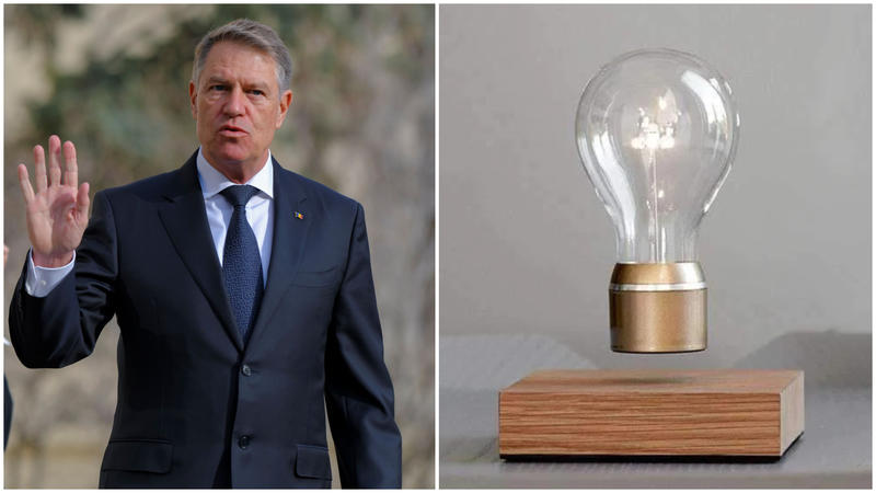Lampa lui Klaus Iohannis levitează la Cotroceni. Cadoul de 1.000 de lei primit de președinte, în plină criză energetică, Foto: fanatik.ro
