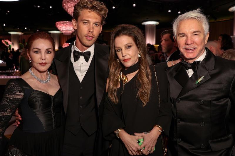 Priscilla Presley, Austin Butler, Lisa Marie Presley și Baz Luhrmann la Golden Globe Awards 2022, Foto: for HFPA / Shutterstock Editorial / Profimedia