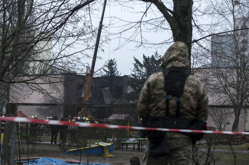 Locul unde s-a prăbușit elicopterul ucrainean, Foto: Vladyslav Musiienko / UPI / Profimedia