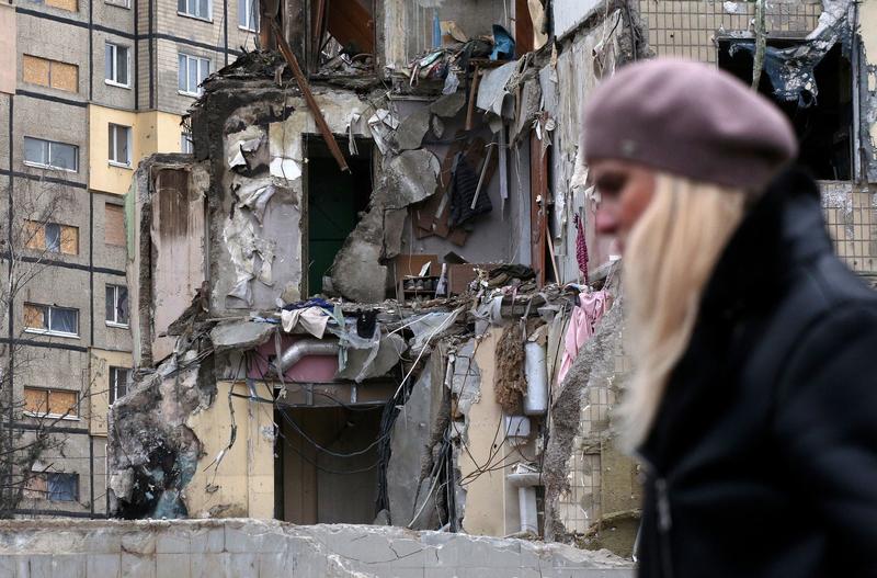 cladire distrusa de rusi in Dnipro, unde in urma unui atac de pe 14 ianuarie au murit 45 de oameni, Foto: Anatolii STEPANOV / AFP / Profimedia