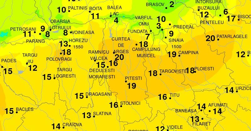 Zona cu cele mai ridicate temperaturi pe 3 ianuarie 2023, Foto: ANM