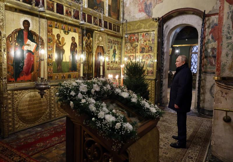 Putin in Biserica de Craciun, Foto: Mikhail Klimentyev / Sputnik / Profimedia
