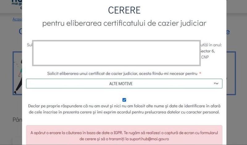 Eroare cazier judiciar online, Foto: Hotnews