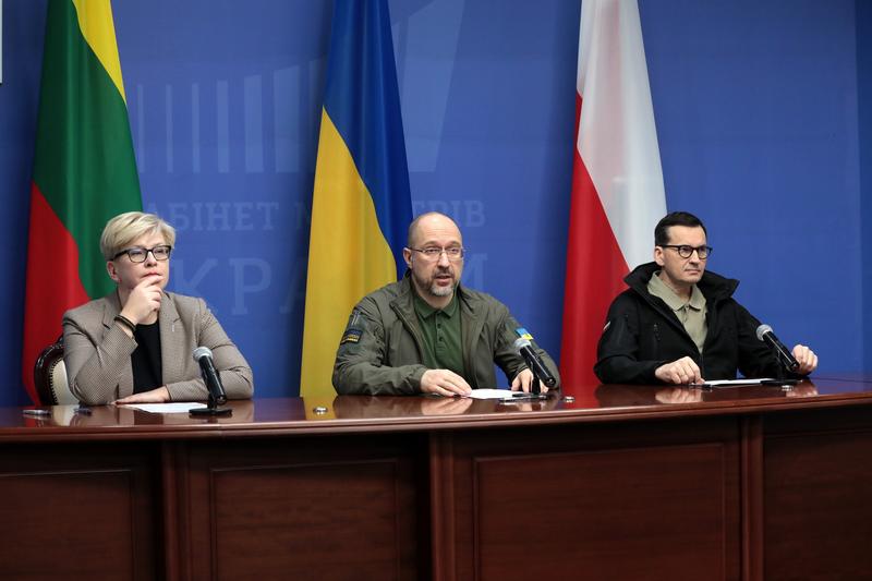 Ingrida Simonyte la o intalnire cu premierii Ucrainei si Poloniei, Foto: Hennadii Minchenko-Ukrinform-NurPhoto / Shutterstock Editorial / Profimedia