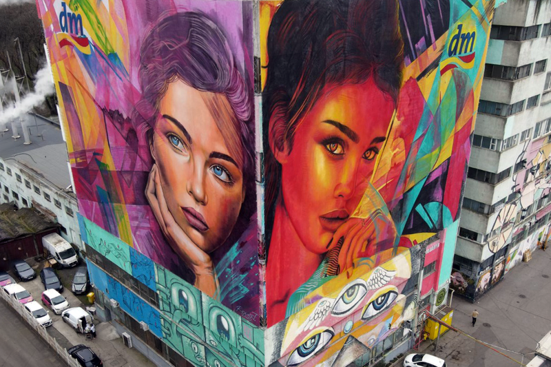 dm drogerie markt lansează cel mai mare mesh pictat din România, la Timișoara, Foto: dm drogerie markt