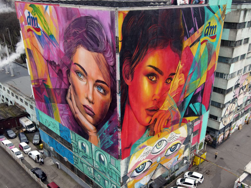 dm drogerie markt lansează cel mai mare mesh pictat din România, la Timișoara, Foto: dm drogerie markt