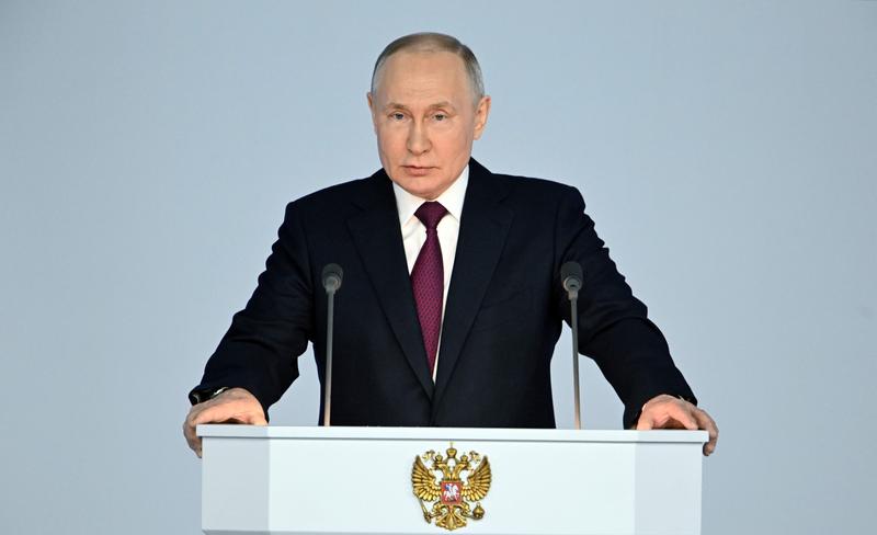 Vladimir Putin în timpul discursului său către țară, Foto: Pavel Bednyakov / Sputnik / Profimedia