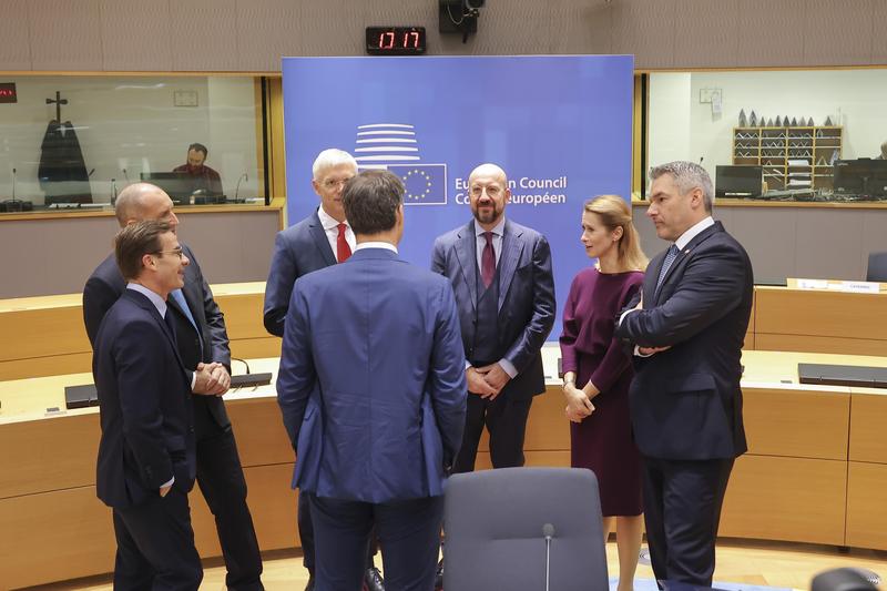 Kaja Kallas, alaturi de Charles Michel si Karl Nehammer , Foto: Nicolas Economou/NurPhoto / Shutterstock Editorial / Profimedia