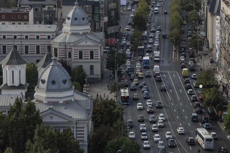 Vedere aeriană cu trafic în centrul Bucureștiului, Foto: Inquam Photos / Octav Ganea